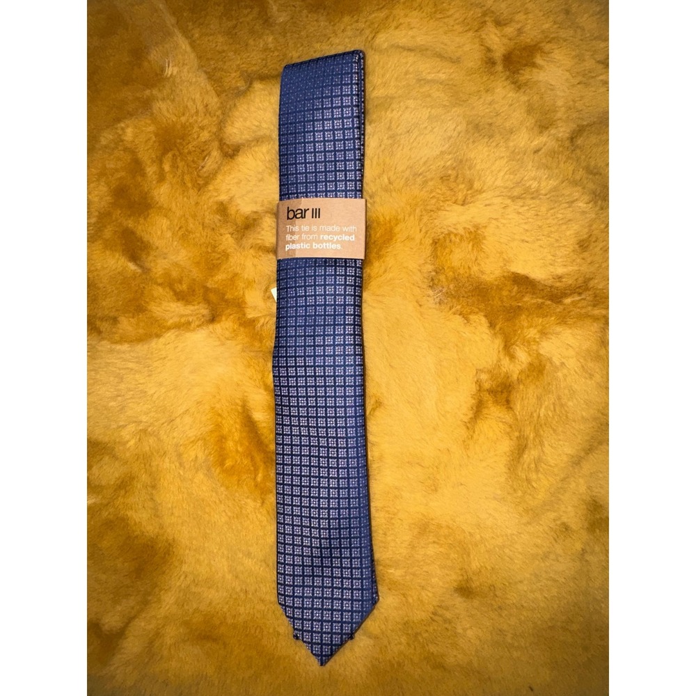 Bar III Men's Blue Geometric Tie Recycled Fiber Business‎ Casual, NWT